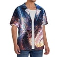 thumbnail image 2 of Sikiie Urban Style Colorful Dragon Men's Wrinkle Free Untucked Cuban Shirt Business Casual Button Down Shirts Short Sleeve ShirtLarge, 2 of 5