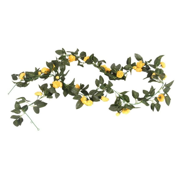 2 piezas de seda Camellia Rose colgante Artificial vid flor la decoración Amarillo Sunnimix Flor artificial