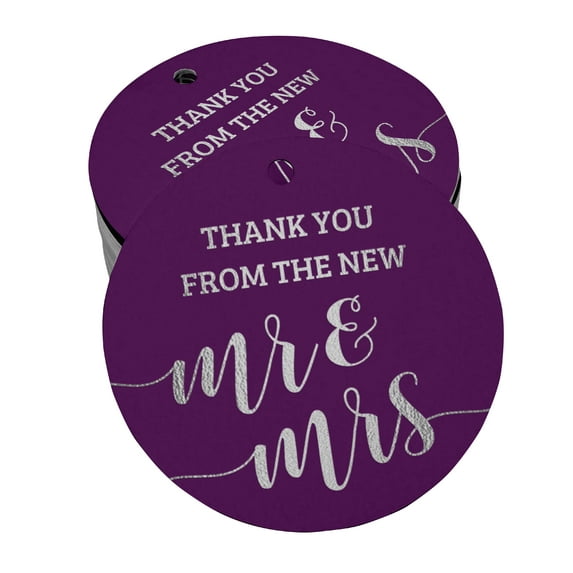 Inkdotpot Real Silver Foil ThankYou From The New Wedding Tag Favor Hang Paper Tag 50 Piece