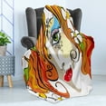 thumbnail image 4 of Abstract Soft Flannel Fleece Throw Blanket, Portrait of the Young Woman with Red Hair and Blooming Flowers and Make up Art, Cozy Plush for Indoor and Outdoor Use, 70" x 90", Multicolor, by Ambesonne, 4 of 5