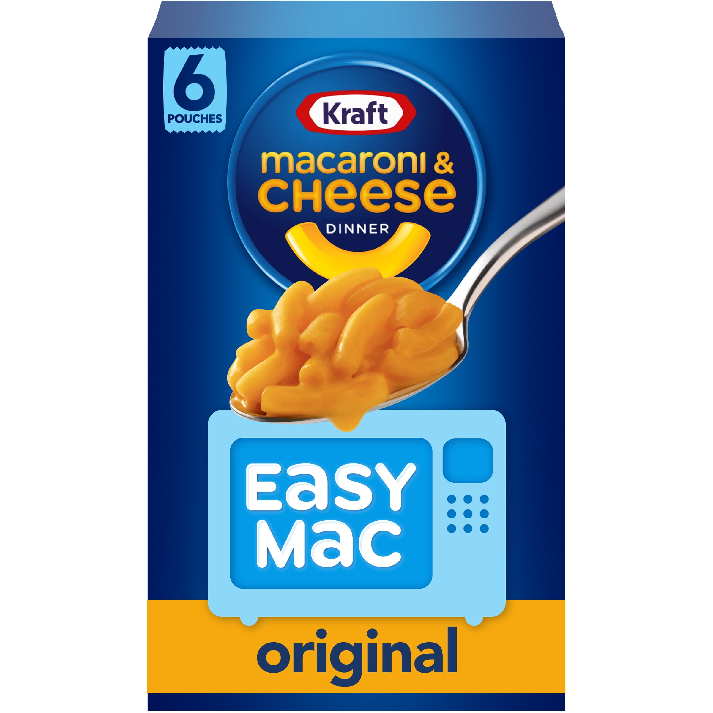Kraft Easy Mac Original Mac N Cheese Macaroni and Cheese Microwavable Dinner, 6 ct Packets