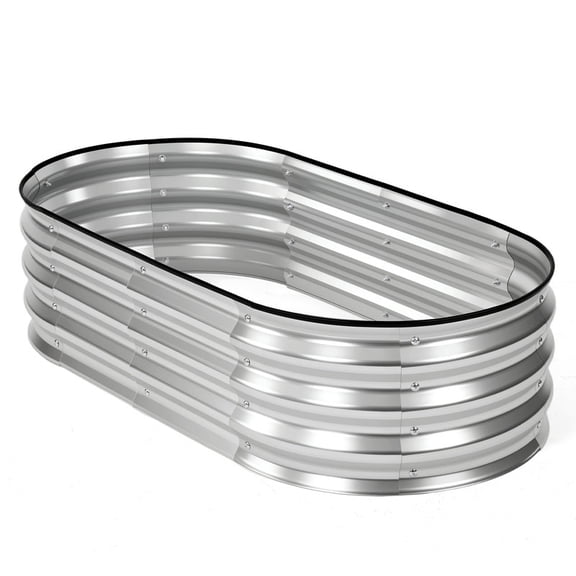 Gianna 4x2x1ft Galvanized Metal Raised Garden Bed,Oval Planter Box Outdoor,Silvery