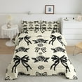 thumbnail image 2 of jejeloiu Cute Bowtie Ribbon Queen Comforter Set,Cartoon Bow Knot Bedding Sets,Beige Black Bedding Comforter Set For Girls,Super Cozy Room Decor Reversible,3-Piece, 2 of 8