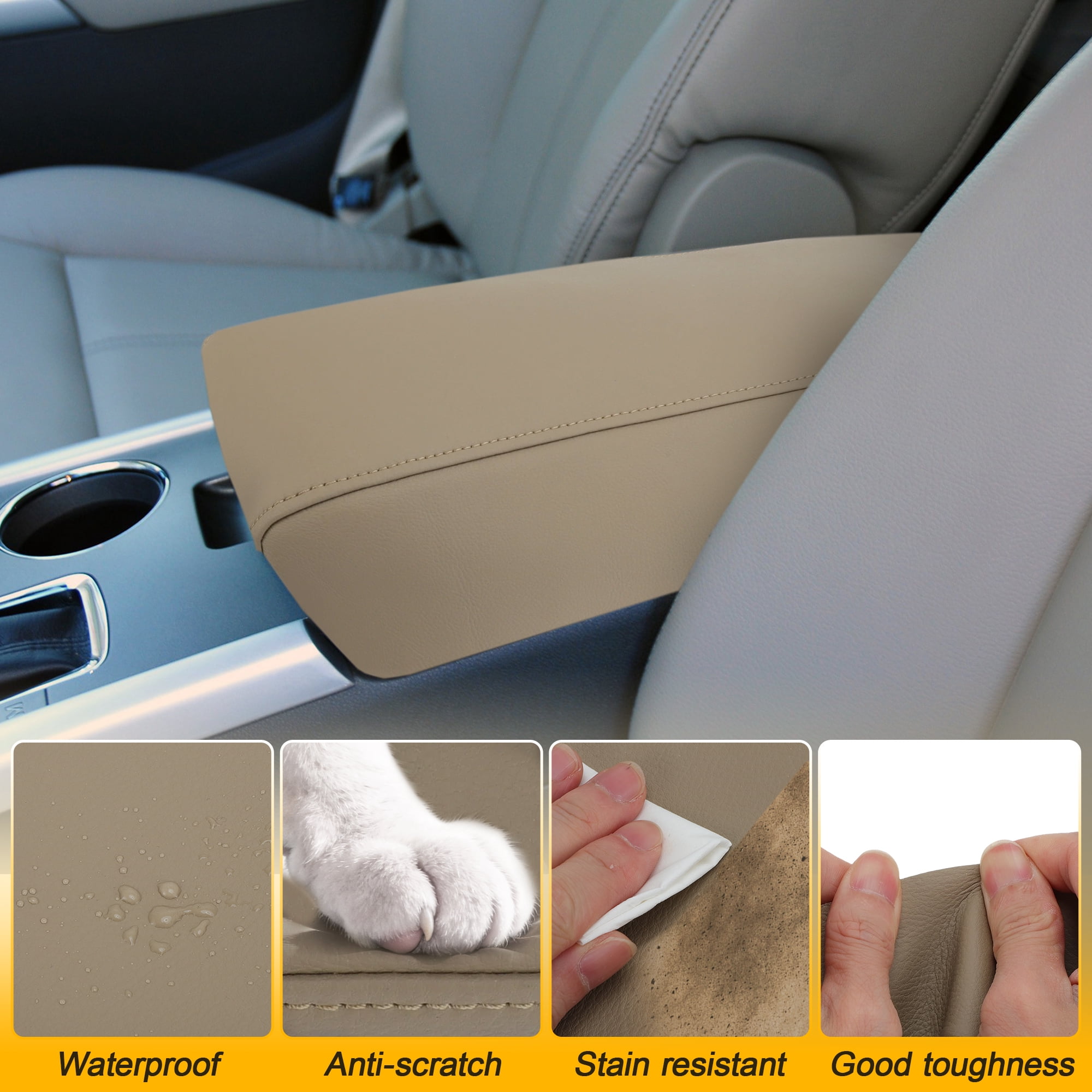 Unique Bargains 1pc Console Armrest Cover Beige for Ford Edge 2011-2014