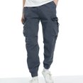 thumbnail image 4 of NIEWTR Mens Cargo Pants Relaxed Fit Casual Pants Drawstring Sweatpants with Pockets Fall Winter Pants (Grey,34), 4 of 8