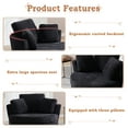 thumbnail image 6 of Muumblus Chenille Swivel Accent Chair Barrel Chair, Oversized Comfy Armchair with Pillows, Modern Leisure Sofa Chair for Living Room Bedroom, Black, 6 of 8