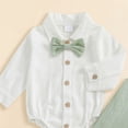 thumbnail image 5 of Enyan Baby Boy Clothes Set Infant Tuxedo Long Sleeve Gentleman Suit Outfits + Suspender Pants + Bowtie 0-18M(Light Green,9-12 Months), 5 of 5