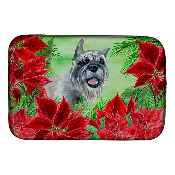 Caroline's Treasures Schnauzer Poinsettas Dish Drying Mat