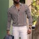 thumbnail image 1 of Camisa de hombre Camisa abotonada Camisa casual Color negro rojo café Manga larga Raya Ropa de calle diaria Moda Casual Comodidad, 1 of 6