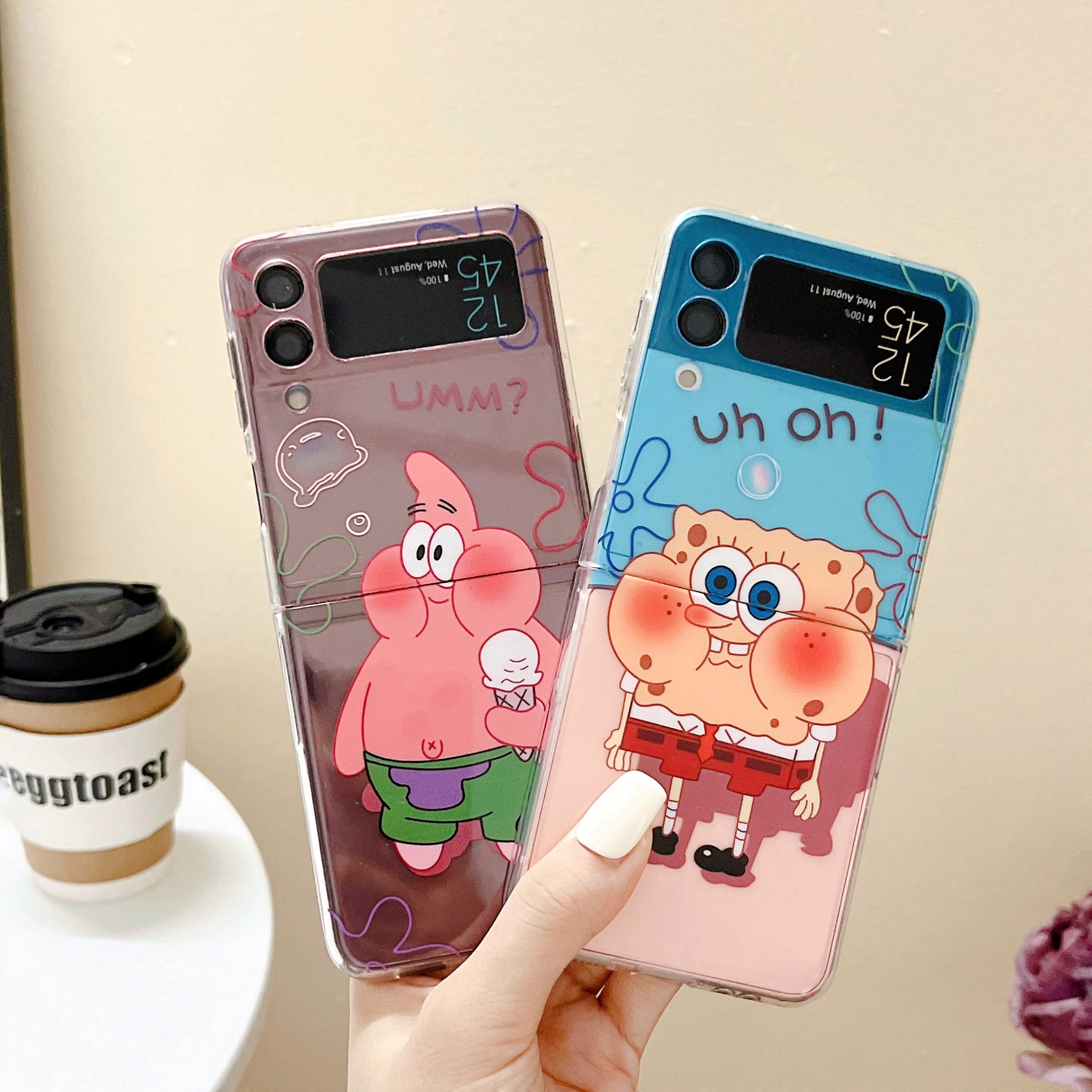 For Samsung Galaxy Z Flip4 3 5G Cute Cartoon Pattern Clear Hard Phone Case  Cover