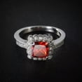 thumbnail image 5 of 8*8mm Princess Red Zircon Ring White Gold Filled Engagement Jewelry Size 6-10, 5 of 5