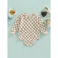 thumbnail image 2 of Baby’s Casual Long Sleeve Romper Fashion Checkerboard Print Round Neck Triangle Jumpsuits with Pockets, 2 of 8