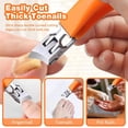 thumbnail image 5 of Diagonal Nail Clippers for Thick Nails, Large Opening Toenail Clippers with Catcher, Stainless Steel Sharp Nail Cutter with Non-Slip Handle for Seniors, Men, Adults,Orange, 5 of 6