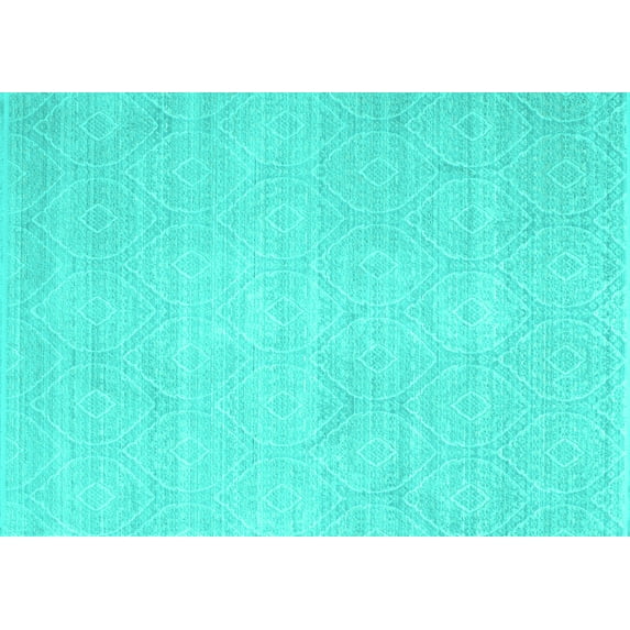 Ahgly Company Machine Washable Indoor Rectangle Abstract Turquoise Blue Contemporary Area Rugs, 2' x 5'