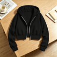 thumbnail image 5 of Shadoumai Girls Cropped Zip Up Hoodie Long Sleeve Sweatshirts For Teen Girls Fashion Fall Fashion Casual Jackets With Pockets, 5 of 7