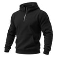 thumbnail image 5 of Men Quarter Zip Hoodie Sevevn Long Sleeve Fleece Pullover Sweatshirt With Front Kangaroo Pocket Loose Fit Casual Hooded Top For Daily Outdoor Use, 5 of 9