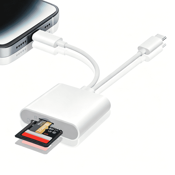 GJX SD Card Reader for iPhone, iPad, USB C & Lightning Dual Connector Digital Camera Adapter to iPhone, High-Speed Trail Camera Memory Card Viewer, Support SD/Micro SD Cards, Plug and Play