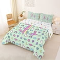 thumbnail image 2 of Manfei Sweet Unicorn Treats Queen Comforter Set,Cartoon Initial L Comforter Sets Queen,Light Green Multicolor,Polkadot Reversible,3pcs,1 Comforter and 2 Pillowcases, 2 of 8