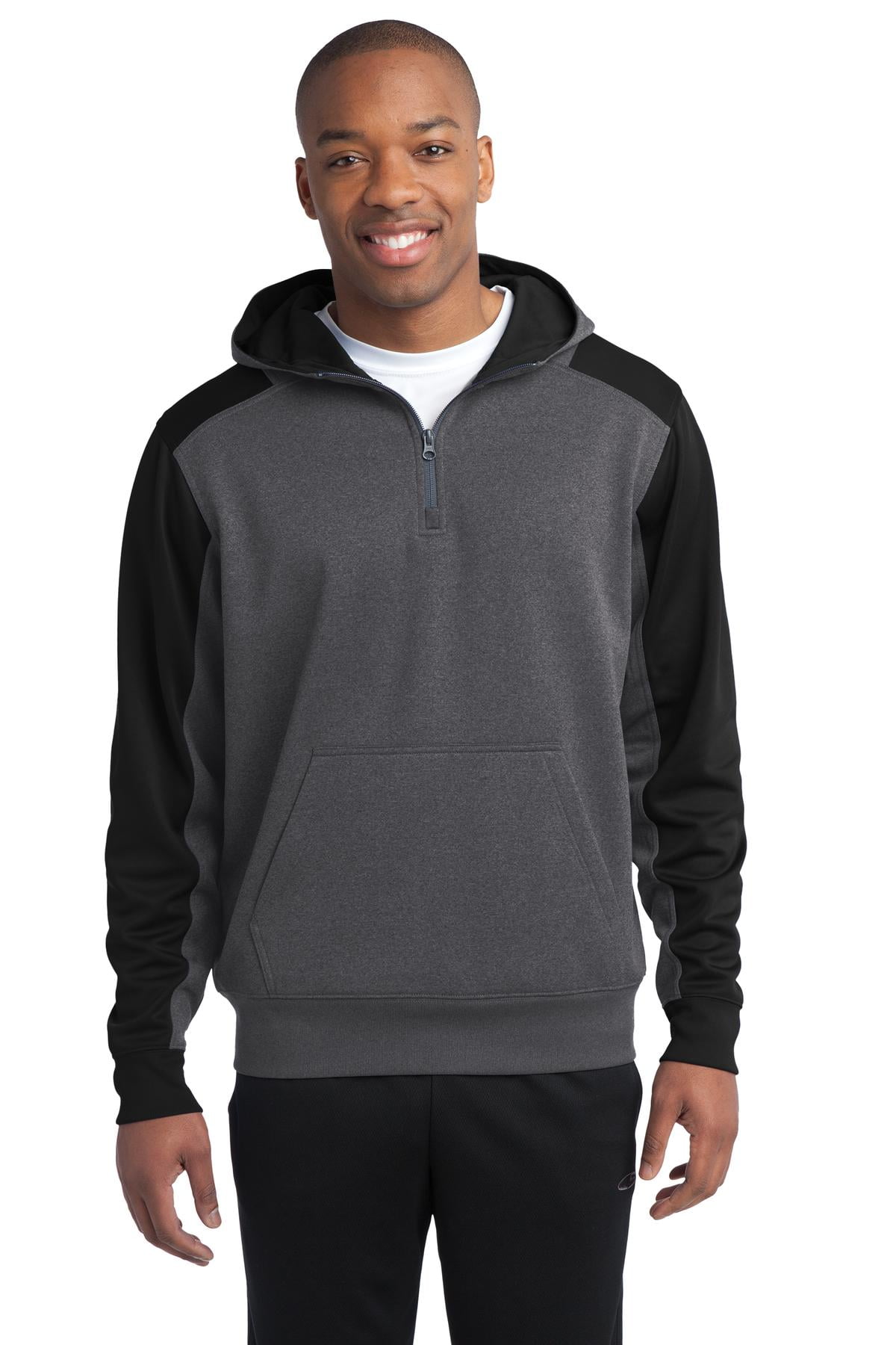 Sport-Tek Tech Fleece Colorblock 1/4 Zip Hooded Sweatshirt-XL (Graphite  Heather/ Maroon) - Walmart.com