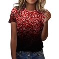 thumbnail image 1 of TSADFHJI Chandails pour Femmes en Coton Mode Décontractée pour Femmes Dégradé à Paillettes Imprimé Col Rond T-Shirt Ample, 1 of 5