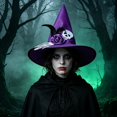 thumbnail image 3 of Fllostpr Halloween 14x15" Adult Prom Dress Up Witch Hat, Purple Light Comfortable Decor for Party Masquerade Stage Performance, 3 of 7
