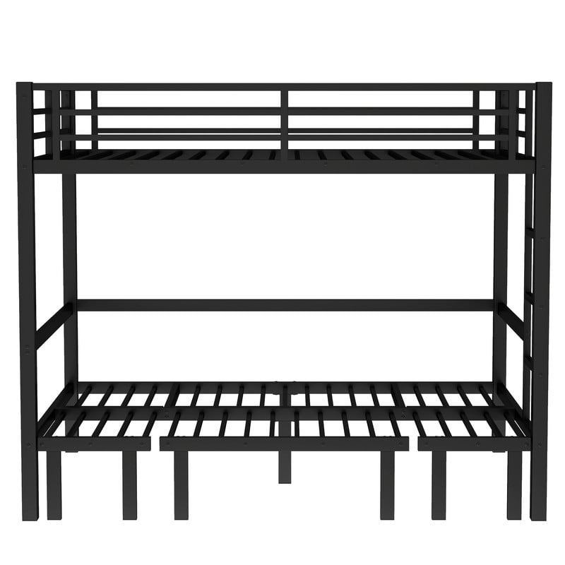 Full Over Futon Bunk Beds, Metal Bunk Bed Frame can be Converted into Bed and Couch, Full Bunk Bed with Ladder, No Box Spring Needed-Black