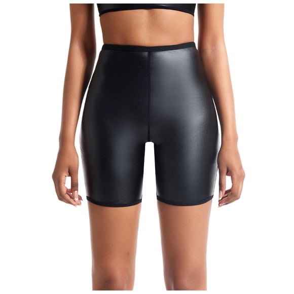 Yammkia Women's Clothing Womens Biker Shorts with Pocket High Waisted Tummy Control Spandex Yoga Workout Shorts Black,XXXL