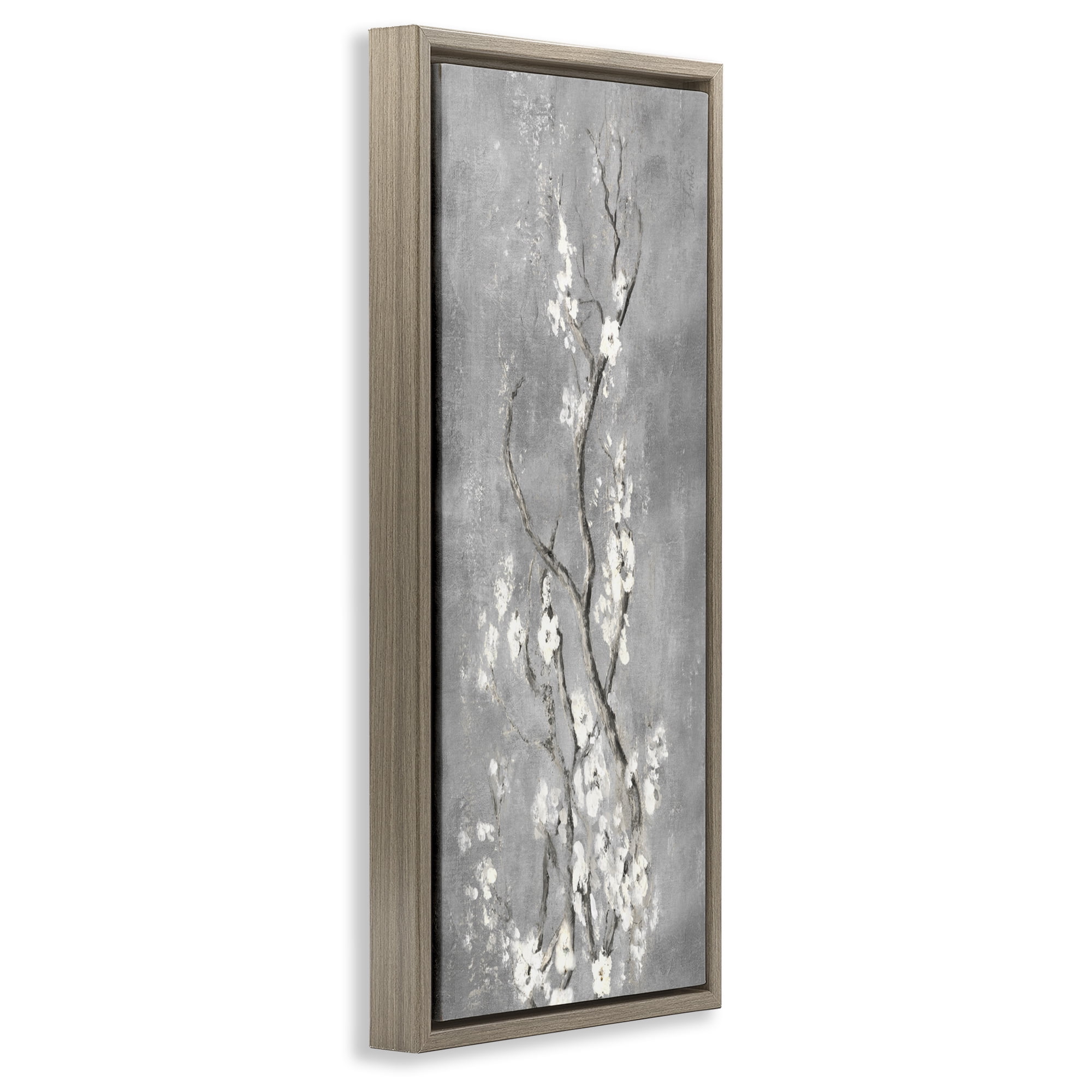 Stupell Industries White Cherry Blossoms Reaching Brown Framed Floater Canvas Wall Art, design by Patricia Pinto