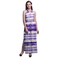 thumbnail image 1 of Bimba Tie-Dye Ladies Crew Neck Waist String Print Maxi Dress with Side Slits Summer Wear-X-Small, 1 of 6