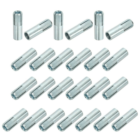 Uxcell M12 Drop-in Anchors, 25Pcs Zinc Plated Carbon Steel Solid Concrete Anchors Expansion Screw Bolts for Solid Concrete, Silver