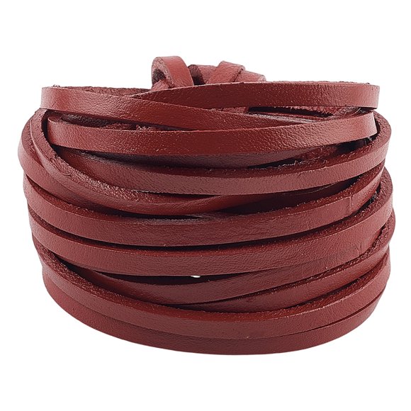 5mx5mm Real Leather Craft Lace Strips Saddle Brown Flat Genuine Leather Cord String 3mm Thick Full Grain Cowhide Braiding Thread Rope for Jewelry Making Braiding Bracelets Key Chains