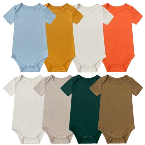 PAFNAFHF Baby Rompers Solid Color Basic Short Sleeve Sleeveless One Piece For Newborn Infant Boys And Girls Wear Baby Onesies Army Green