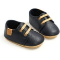 thumbnail image 4 of Baby Boys Girl Lace Up Leather Sneakers Soft Rubber Sole Infant Moccasins Newborn Oxford Loafers Rubber Sole Anti-Slip Toddler Wedding Uniform Dress Shoes 0-18 Months, 4 of 7