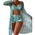 thumbnail image 4 of Women Bikini Set Ins 3 Piece Swimsuits Spaghetti Strap with Long Sleeve Cover Up, 4 of 7