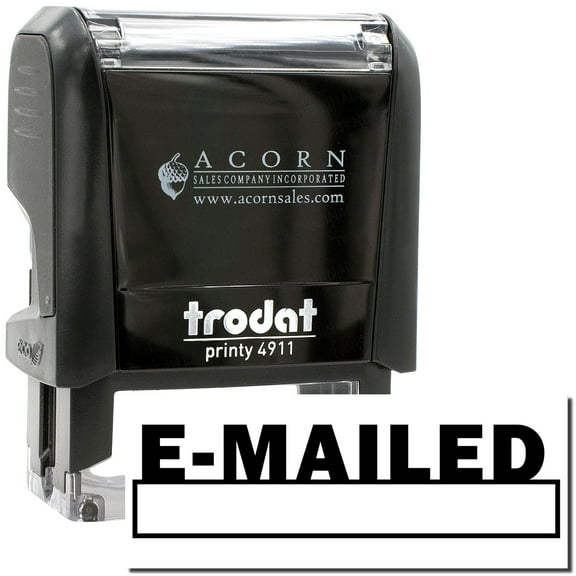Self-Inking E-mailed with Date Box Stamp, Trodat Printy 4911, Press and Print Stamping, Impression Size 5/8" x 1-1/2", Up to 10,000 Impressions - Black Ink