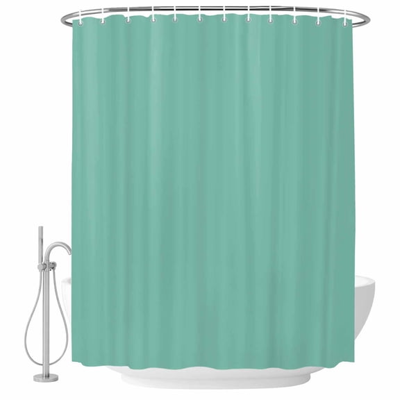 Mint Green Turquoise Fabric Shower Curtain Solid Teal Color Washable Shower Curtains for Bathroom, Waterproof Bath Curtain with Hooks Home Decor 72x84in
