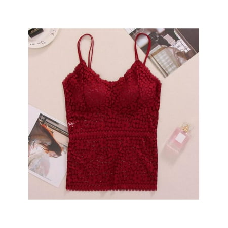 

Topumt NEW Women Lace Camisole With Chest Pad Base Bra