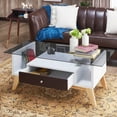 thumbnail image 6 of Tevi 1-Drawer Glass Top Coffee Table, Espresso, 6 of 7