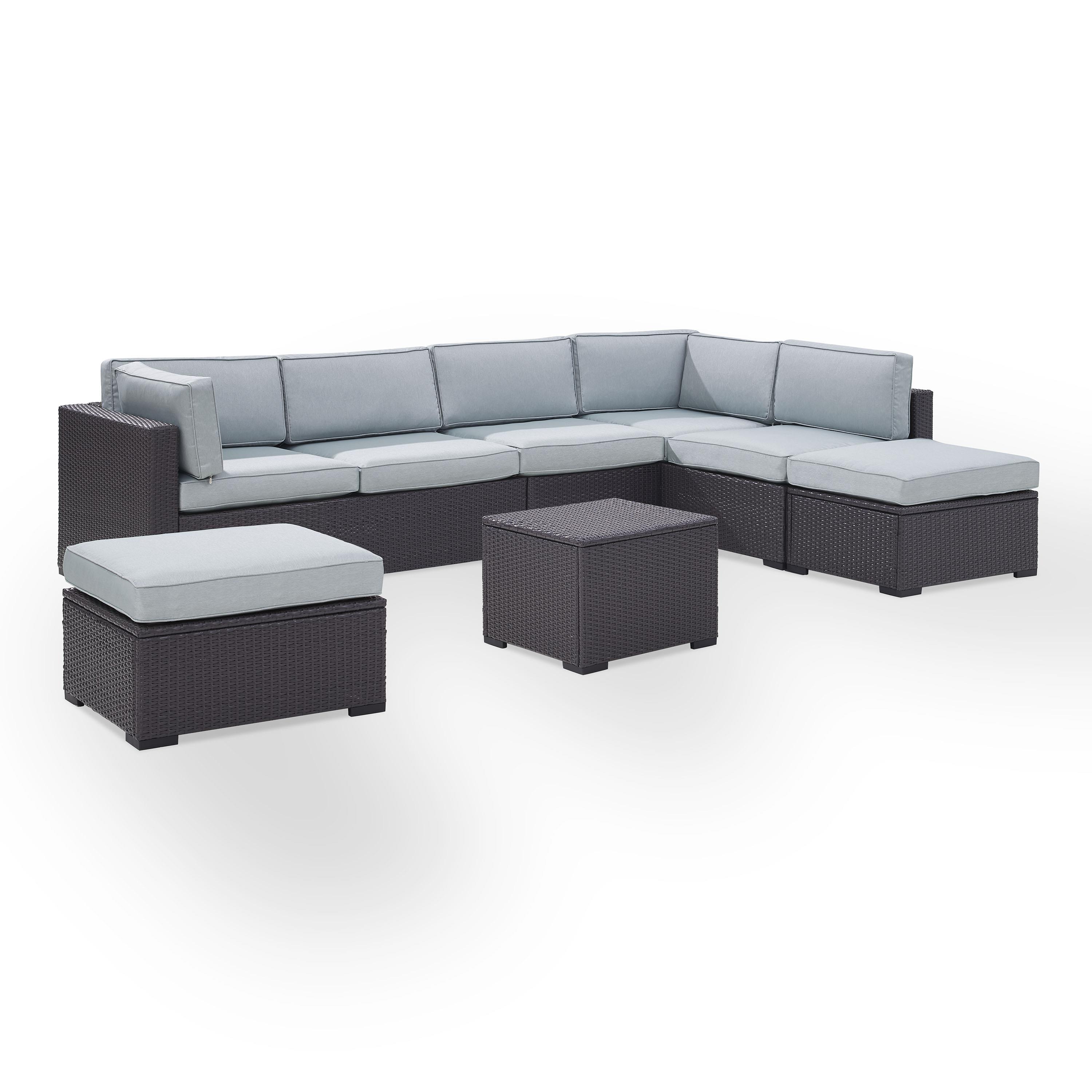 Crosley Furniture Biscayne 6 Piece Metal Patio Sectional Set in Brown & Blue - image 3 of 4