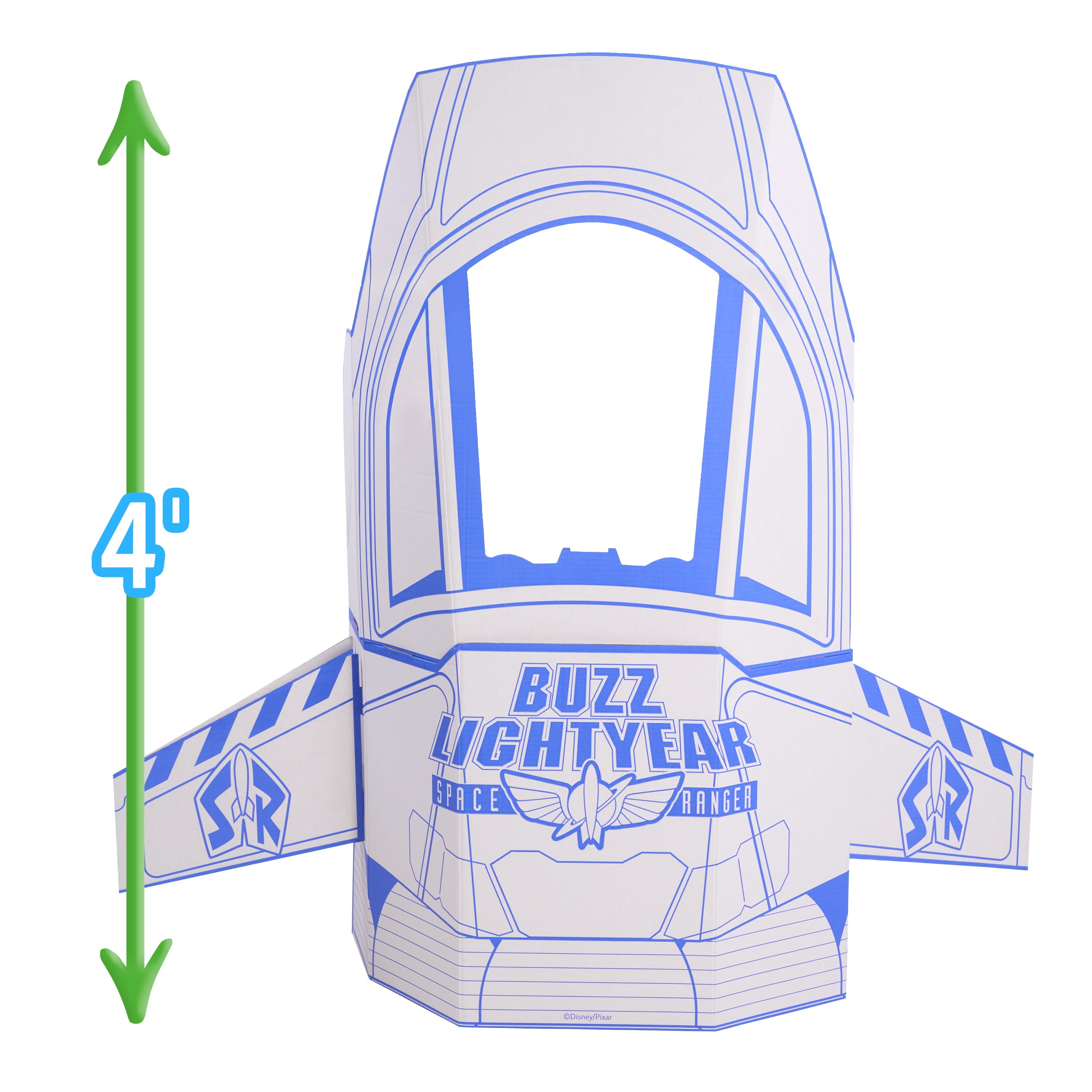 Disney and Pixar Toy Story 5 Rocket Ship Playset Cardboard Spaceship Craft Kit, Color Your Own Activity, Buzz Lightyear Alien Stickers, Kids Toy Ages 3+