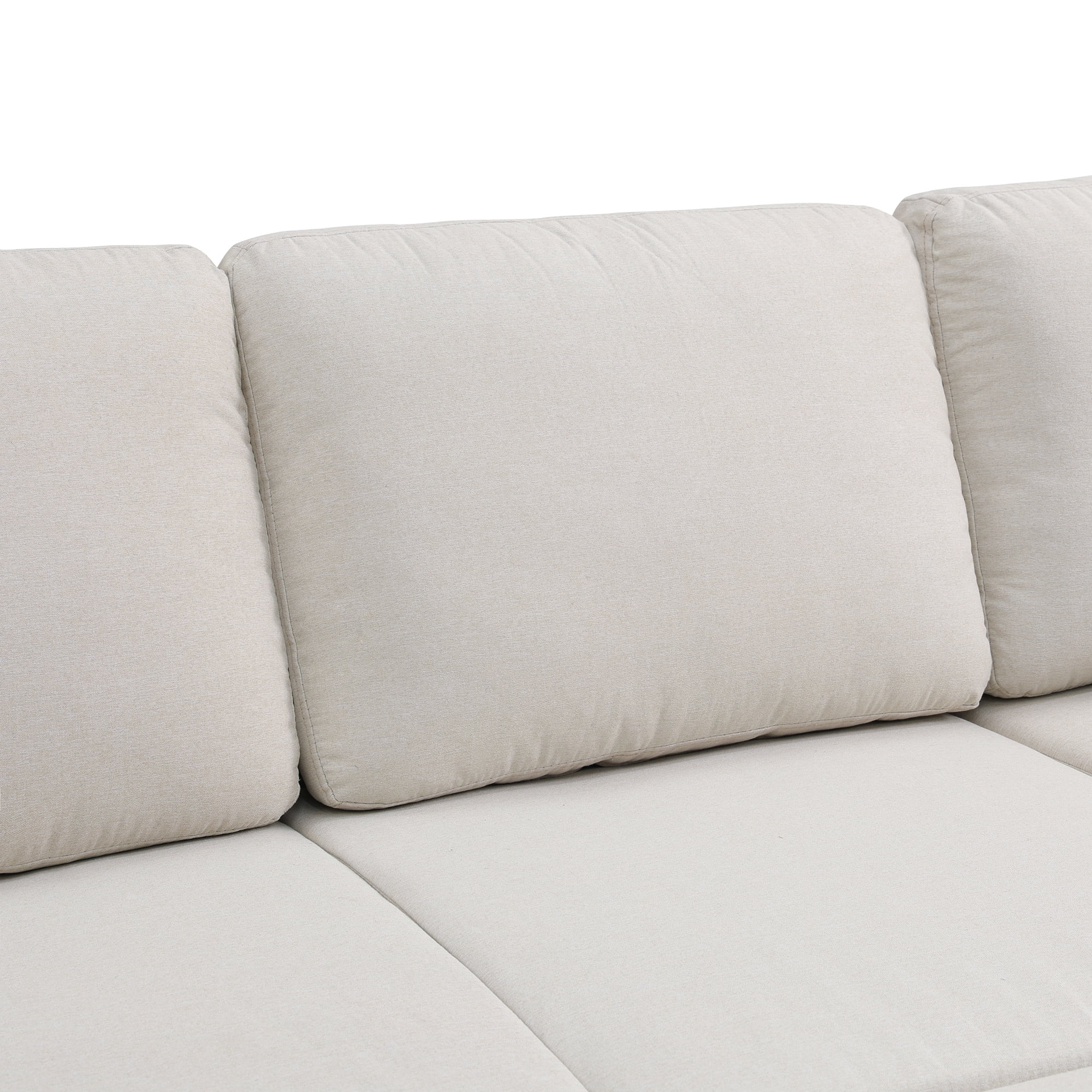Aukfa 6-Seater Sectional Sofa Modular Couch with Storage Seat&Pull Out Bed for Living Room, Linen, Beige