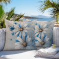 thumbnail image 5 of Waterproof Throw Pillow Covers Set of 2, 20x20 Inch White Blue Flowers Decorative Pillowcases Outdoor Pillow Slip Cushion Covers Set for Couch Tent Pastoral Vintage Butterfly Floral, 5 of 7