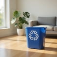 thumbnail image 3 of Pack of 4 Blue 3.5 Gallon/14 quart/13.25 L Small Recycling Bins - Plastic Deskside Wastebaskets with Recycling Symbol for Home, Office, Kitchen, 3 of 5