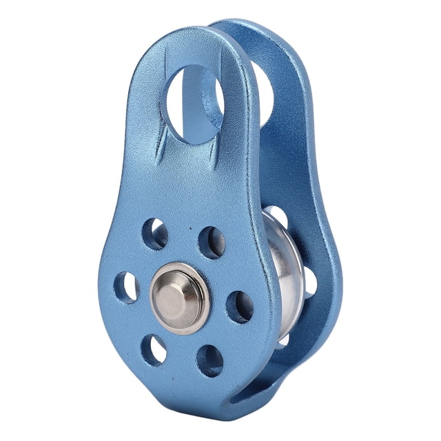 Polea única de escalada, polea de cuerda única de ojo fijo de aleación de Al Mg para montañismo, rappel, rescate, azul claro
