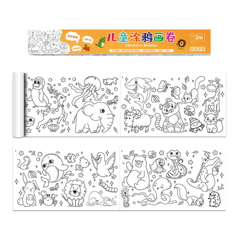 Children's Drawing Roll, Coloring Paper Roll Painting Drawing Paper Color  Filling Paper Sticky Drawing Paper Roll for Kids Gift Animal 