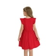 thumbnail image 3 of Actgleam Girls Dresses Ruffle Sleeveless A-Line Cute Summer Dresses with Pockets,Red,7-8Y, 3 of 13