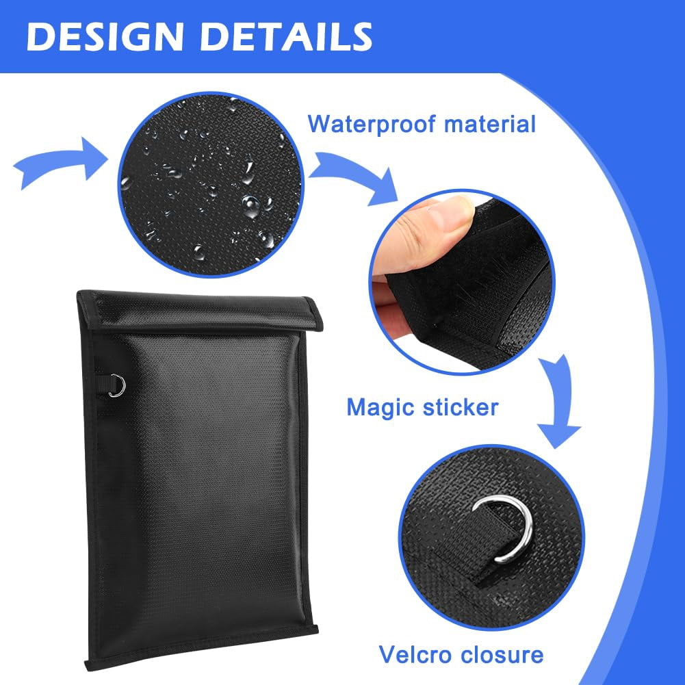 4 Pack Faraday Bags for Laptop Phone Car Key Tablet, 4 Sizes EMP Proof Faraday Bags Waterproof Faraday Cage Device Signal Proof Faraday Blocker Pouch for Anti Theft Anti Tracking (Black)