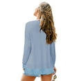 thumbnail image 5 of TEMOFON Womens Cardigan Sweaters Long Sleeve V Neck Waffle Tops Knit Lightweight Shirts for Women with Pockets Blue S, 5 of 7