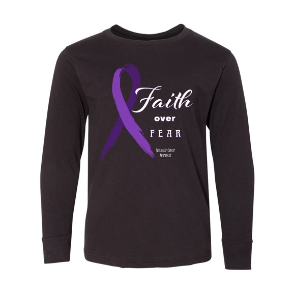Inktastic Testicular Cancer Awareness Faith over Fear Long Sleeve Youth T-Shirt