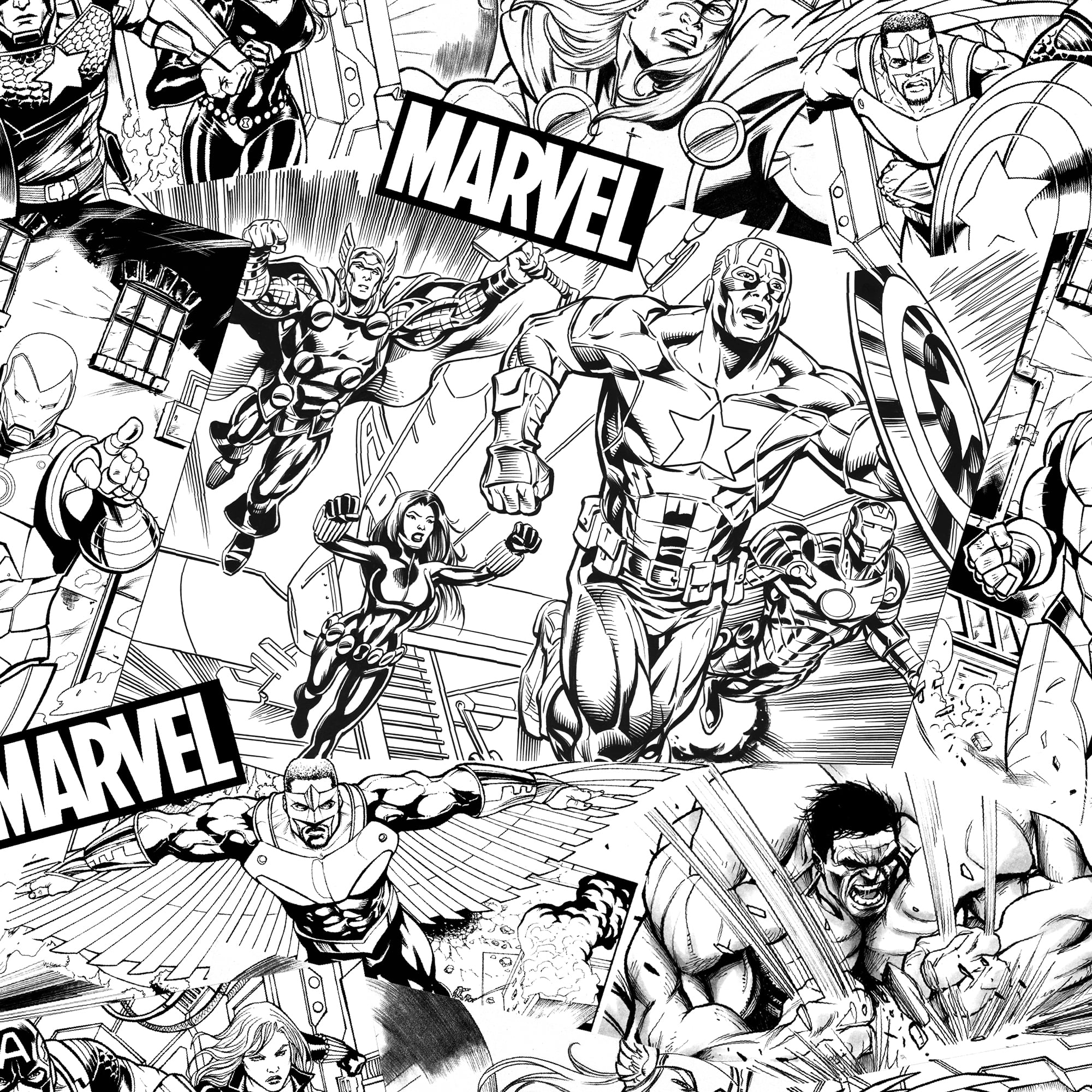 Springs Creative 43" 100% Cotton Marvel Avengers Sketch Sewing & Craft Fabric 15 yd By the Bolt, White